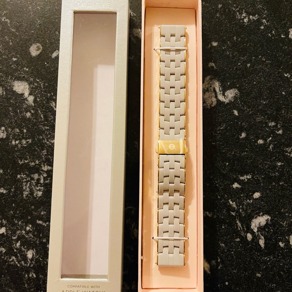 MICHELE Apple Watch Band - Wheat (grey/gold) NEW IN BOX